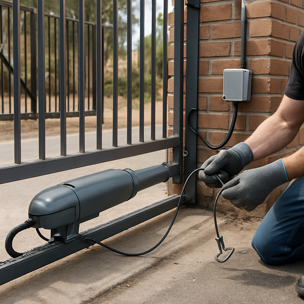 Gate motor and opener installation by technician