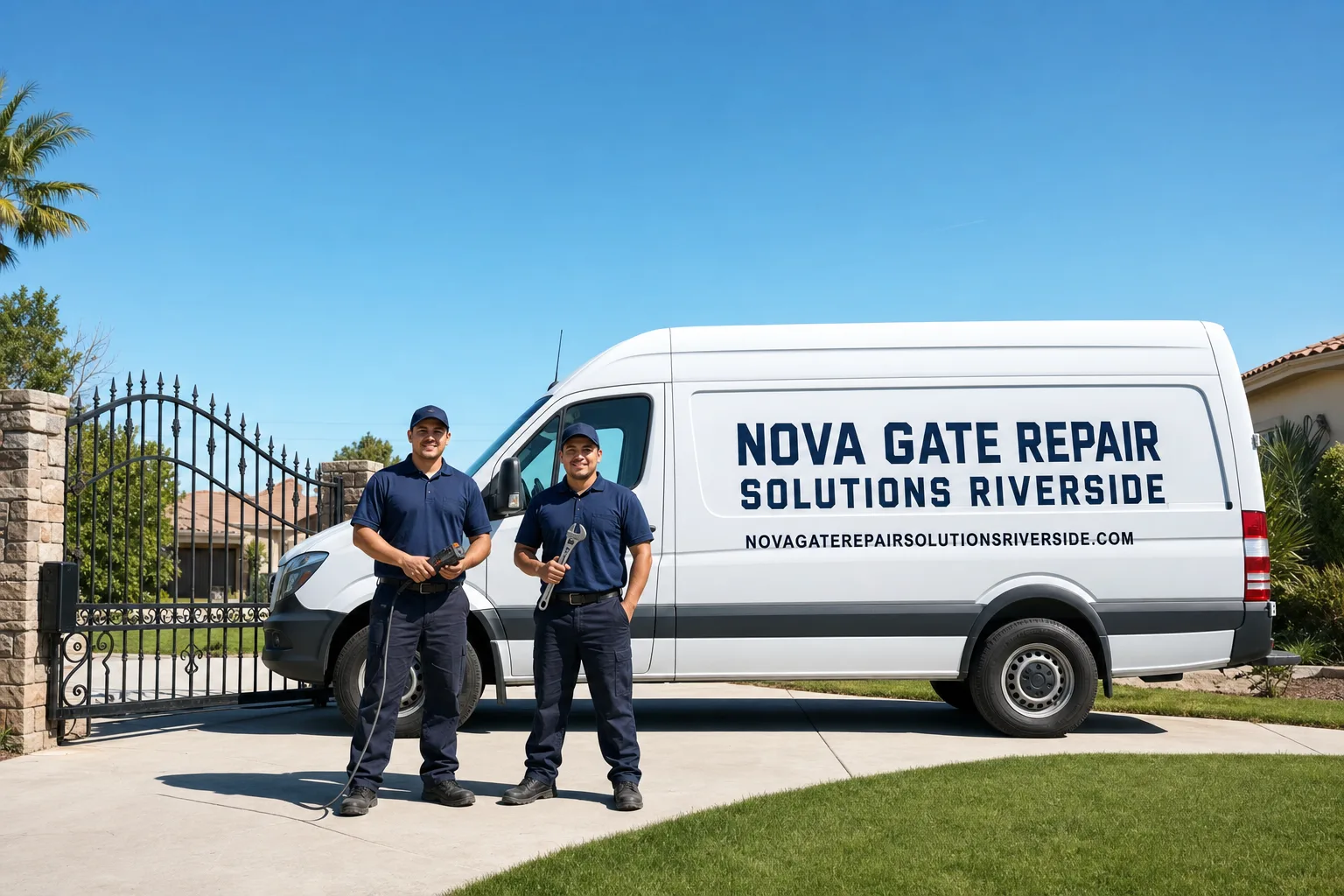 Nova Gate Repair Solutions Riverside service vehicle and crew in Riverside, CA